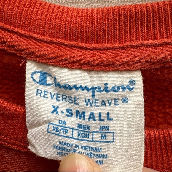 Champion Orange Reverse Weave Crew Neck Sweatshirt - Picture 3 of 3